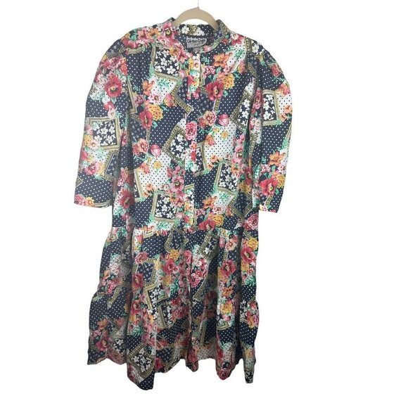 Vintage Coffee Coats By Saybury Pearl Snap House Coat Robe Dress Sz Large USA - Picture 1 of 8